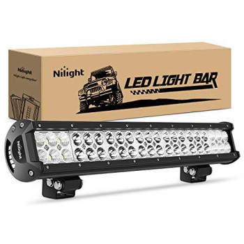 Nilight - 60005C-A 20Inch 126W Spot Flood Combo Led Light Bar Off Road Lights Boat Lighting Fog Light Driving Lights LED Work Light for Trucks, 2 Years Warranty