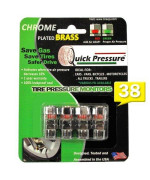 Quick Pressure QP-000038 Chrome Plated Brass 38 psi Tire Pressure Monitoring Valve Cap, (Pack of 4)