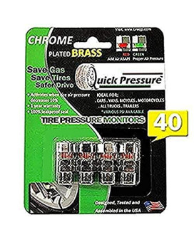 Quick Pressure QP-000040 Chrome Plated Brass 40 psi Tire Pressure Monitoring Valve Cap, (Pack of 4)