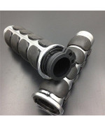 SMT-Chromed Plain 1" Rubber Handlebar Grip Compatible With Harley Chopper Bobber Touring Sportster motorcycle [B00XM7JC5C]