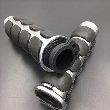 SMT-Chromed Plain 1" Rubber Handlebar Grip Compatible With Harley Chopper Bobber Touring Sportster motorcycle [B00XM7JC5C]