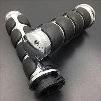 SMT-Chromed Plain 1" Rubber Handlebar Grip Compatible With Harley Chopper Bobber Touring Sportster motorcycle [B00XM7JC5C]