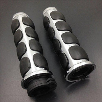 SMT-Chromed Plain 1" Rubber Handlebar Grip Compatible With Harley Chopper Bobber Touring Sportster motorcycle [B00XM7JC5C]