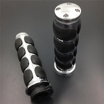 SMT-Chromed Plain 1" Rubber Handlebar Grip Compatible With Harley Chopper Bobber Touring Sportster motorcycle [B00XM7JC5C]