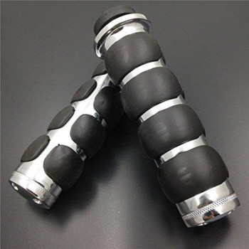 SMT-Chromed Plain 1" Rubber Handlebar Grip Compatible With Harley Chopper Bobber Touring Sportster motorcycle [B00XM7JC5C]