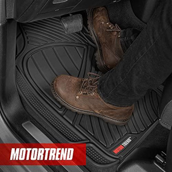 Motor Trend Flextough Performance All Weather Rubber Car Floor Mats With Cargo Liner - Full Set Front & Rear Odorless Floor Mats For Cars Truck Suv, Bpa-Free Automotive Floor Mats (Black)