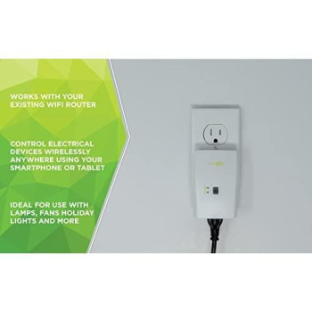 WiOn 50050 Indoor WiFi Plug With 1 Grounded Outlet, White