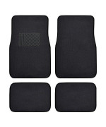 BDK Classic Carpet Floor Mats for Car & Auto - Universal Fit -Front & Rear with Heelpad (Black) - 45142