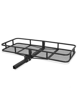 ARKSEN Heavy Duty Folding Cargo Rack Carrier Luggage Basket 2 Inch Receiver Hitch Fold Up for SUV Pickup Camping Traveling, 500 Lbs Capacity, 60 x 25 Inch - Black