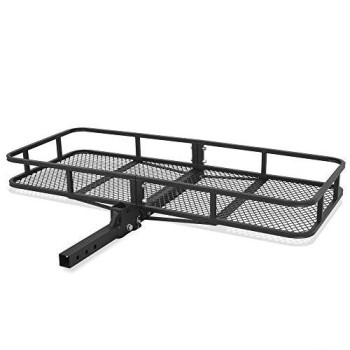 ARKSEN Heavy Duty Folding Cargo Rack Carrier Luggage Basket 2 Inch Receiver Hitch Fold Up for SUV Pickup Camping Traveling, 500 Lbs Capacity, 60 x 25 Inch - Black