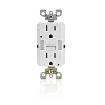 Leviton GFNL1-W Self-Test SmartlockPro Slim GFCI Tamper-Resistant Receptacle with Guidelight and LED Indicator, 15-Amp, White