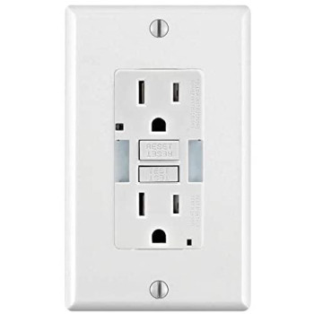 Leviton GFNL1-W Self-Test SmartlockPro Slim GFCI Tamper-Resistant Receptacle with Guidelight and LED Indicator, 15-Amp, White