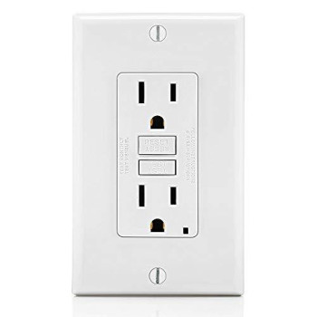 Leviton GFNT1-W Self-Test SmartlockPro Slim GFCI Non-Tamper-Resistant Receptacle with LED Indicator, Wallplate Included, 15-Amp, White