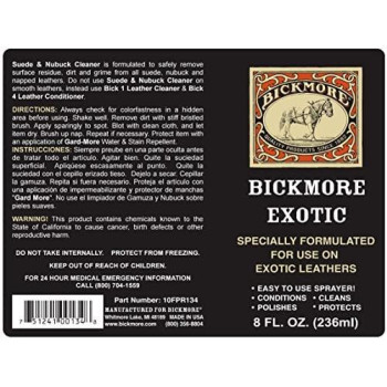 Bickmore Exotic - Specially Formulated Leather Spray Used to Clean Condition Polish and Protect Exotic Leathers & Reptile Skins, 8oz