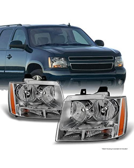 For Chevy Avalanche Suburban Tahoe Clear Headlights Head Lamps Left + Right Replacement Pair Set