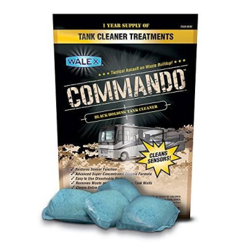 Walex Commando RV Black Holding Tank and Sensor Cleaner Drop-Ins, Ocean Mist Scent, 4-Pack (1 Year Supply)