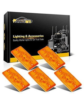 Partsam Truck Cab Light 6LED Amber Top Roof Running Cab Marker Light 5pcs Waterproof Compatible with /Freightliner Heavy Duty Trailer Trucks