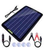 Eco-Worthy 12 Volt 10 Watt Solar Car Battery Charger & Maintainer, Solar Panel Trickle Charger, Portable Power Backup Kit With Alligator Clip Adapter For Car, Boat, Automotive, Motorcycle, Rv