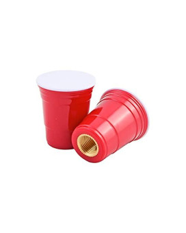 Red Cup Living Tire Valve Cap - Airtight Heavy Duty Red Valve Stem Caps for Schrader Valve - Set of 2 - Leak-Proof and Easy to Install - Suitable for Car, Bike, Jeep, SUV, Truck, Motorcycle
