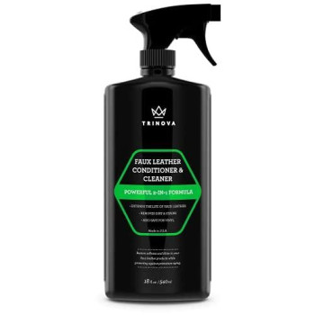 TriNova Leatherette, Vinyl and Faux Leather Cleaner & Conditioner - Keep Seats, Jackets, Pleather, Handbags, Sofas, Couches, Shoes, Boots & More Looking New