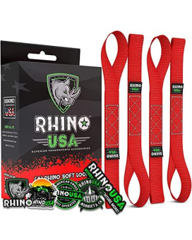 Rhino USA Soft Loop Motorcycle Tie-Down Straps (4PK) - 10,427lb Max Break Strength 1.7" x 17" Heavy-Duty Tie Downs for use w/Ratchet Strap