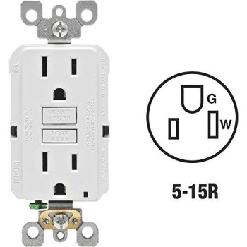 Leviton GFNT1-3W Self-Test SmartlockPro Slim GFCI Non-Tamper-Resistant Receptacle with LED Indicator, 15-Amp, 3-Pack, White