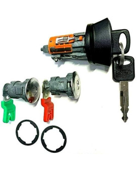 Ford Ignition Switch Lock Cylinder + Pair (2) Door Lock Cylinder W/2 Logo Keys Lc6177 + Dl5886