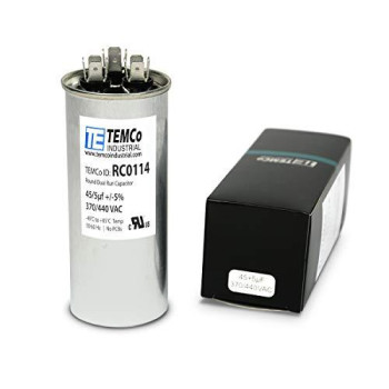 TEMCo 45+5 uf/MFD 370-440 VAC Volts Round Dual Run Capacitor 50/60 Hz AC Electric - Lot -1 (Optional uf/MFD, Voltage and Lot Quantities Available)