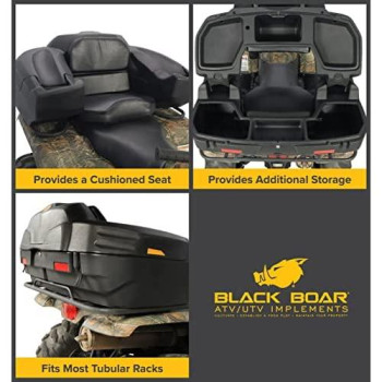 Black Boar (66010) Atv Rear Storage Box And Lounger-Integrated Lock Helps Deter Theft-Mounting Hardware Included-Easily Mountable To Most Tubular Racks