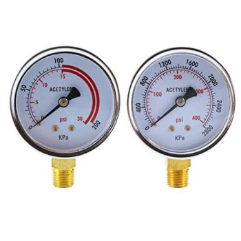 Low and High Pressure Gauges for Acetylene Regulator - 2.5 inches (Pair)