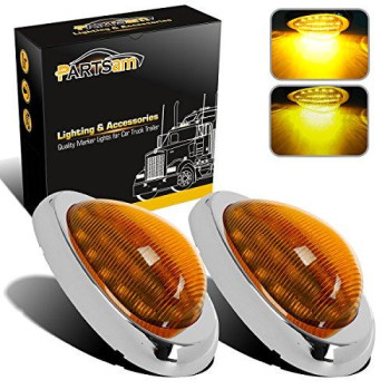Partsam 2Pcs 6" Amber Sleeper Cab LED Side Marker/Turn Led Light Clearance Surface Mount 15 LED Replacement for Freightliner Century/Columbia Amber Oval Side Marker and Turn Signal Sealed Light
