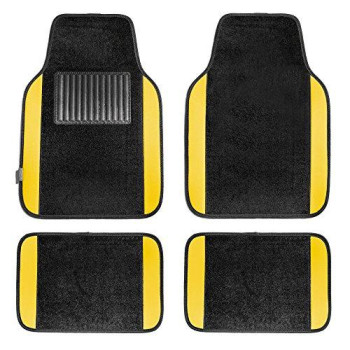 FH Group F14407YELLOW Premium Full Set Carpet Floor Mat (Sedan and SUV with Driver Heel Pad Yellow)