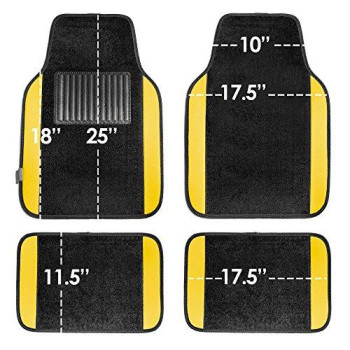 FH Group F14407YELLOW Premium Full Set Carpet Floor Mat (Sedan and SUV with Driver Heel Pad Yellow)