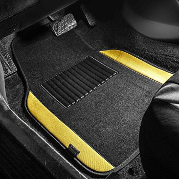 FH Group F14407YELLOW Premium Full Set Carpet Floor Mat (Sedan and SUV with Driver Heel Pad Yellow)