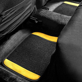 FH Group F14407YELLOW Premium Full Set Carpet Floor Mat (Sedan and SUV with Driver Heel Pad Yellow)