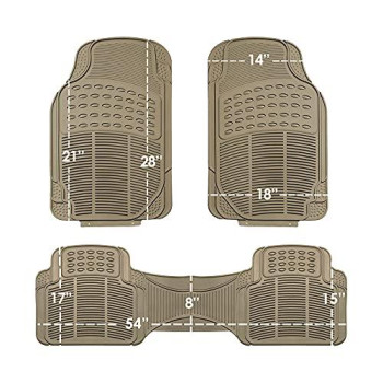 FH Group F11306BEIGE-3ROW Floor Mat (Trimmable Heavy Duty 3 Row SUV All Weather 4pc Full Set - Beige)