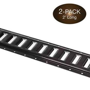 Two 2 E Track Tie-Down Rail, Powder-Coated Steel ETrack TieDowns | 2 Horizontal E-Tracks, Pack of 2 Bolt-On Tie Down Rails for Cargo on Pickups, Trucks, Trailers, Vans