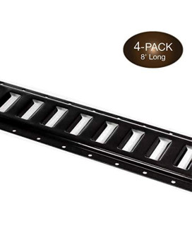 Four 8-ft E Track Tie-Down Rail, Powder-Coated Steel ETrack TieDowns, Horizontal 8 E-Tracks, Pack of 4 Bolt-On Tie Down Rails for Cargo on Pickups, Trucks, Trailers, Vans