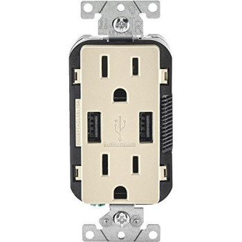 Leviton R08-T5632-0BT 15 Amp Light Almond USB & Receptacle Combination Outlet