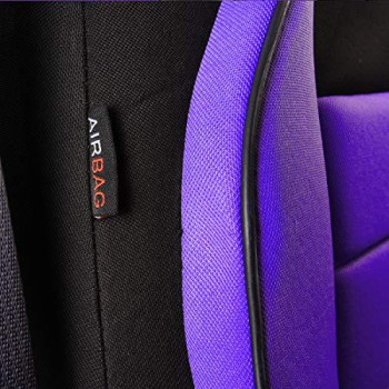 CAR PASS 6PCS Elegance Universal Two Front Car Seat Covers Set ,Foam Back Support,Airbag Compatible(Black and Purple)