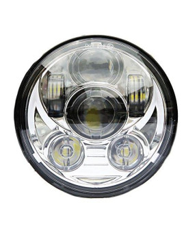 Wisamic 5-3/4 5.75 inch LED Headlight - Compatible with Harley Davidson Dyna Street Bob Super Wide Glide Low Rider Night Rod Train Softail Deuce Custom Sportster Iron 883-Silver
