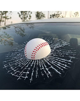 ZLTFashion 3D Prank Tricky Creative Glass Window Stickers Funny Auto Car Styling Ball Hits Car Body Window Sticker Self Adhesive Decal Accessories (Baseball)