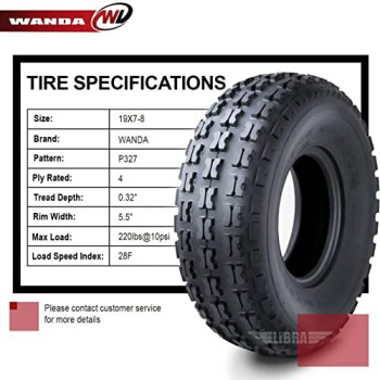 2 New WANDA Sport ATV Tires 19x7-8 4PR - 10035