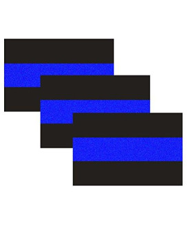 3 Pack Reflective Police Thin Blue Line Bumper Decal Stickers 4" x 2.6" | Compatible with Cars & Trucks, Honoring Police Law Enforcement Vinyl Window Laptop Tape