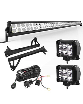 YITAMOTOR LED Light Bar 50 inches Combo Light Bar & 2pc inches 18W Spot Light Pods & Wiring Harness & Roof Mounting Brackets Compatible for 2007-2018 Jeep Wrangler JK