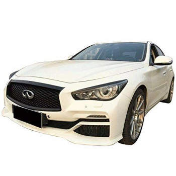 IKON MOTORSPORTS, Grille Compatible With 2014-2017 Infiniti Q50, Eau Rouge ER Style ABS Matte Black Front Bumper Grill Hood Mesh, 2016