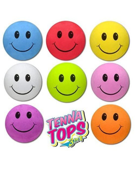 Tenna Tops 8 pcs Pack - Assorted Colors Smiley Car Antenna Toppers/Antenna Balls/Mirror Danglers (Blue, Red, Yellow, White, Green, Pink, Purple, Orange)