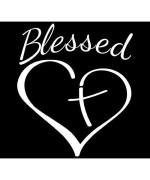 Decaltor Blessed Cross And Heart Christian Decal Vinyl Sticker|Cars Trucks Vans Walls Laptop| White 5.5 X 4.5 In