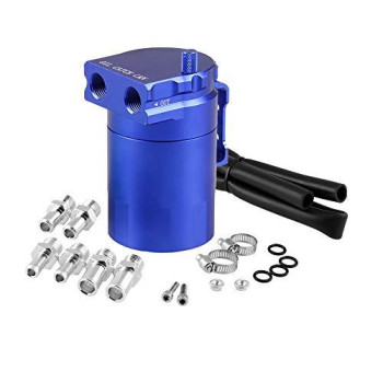 RULLINE Universal 350ml Oil Catch Can Tank 0046 Aluminum Polish Baffled Reservoir Blue