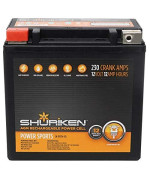 SHURIKEN 230 Crank AMPS 12AMP Hours AGM Battery, SK-BTX14-BS